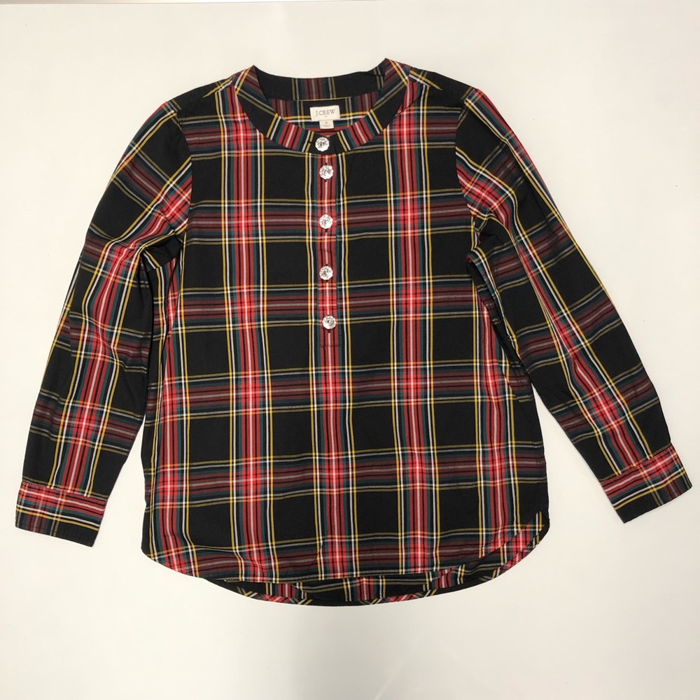 J.crew long sleeve round neck 3/4 button top blouse size S